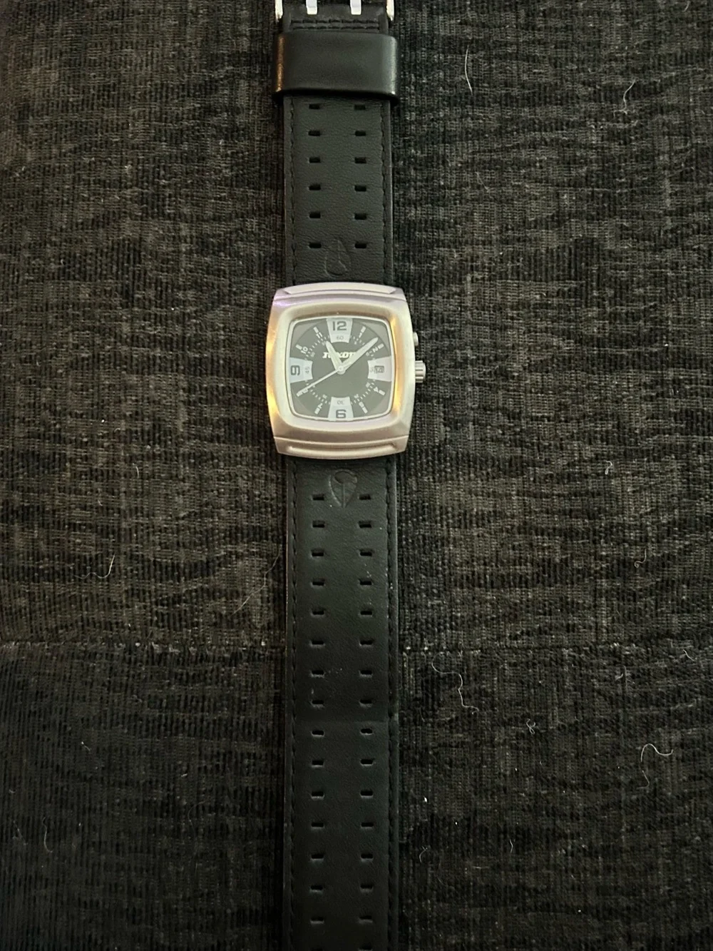 Nixon Black Leather Strap Watch with Black Dial